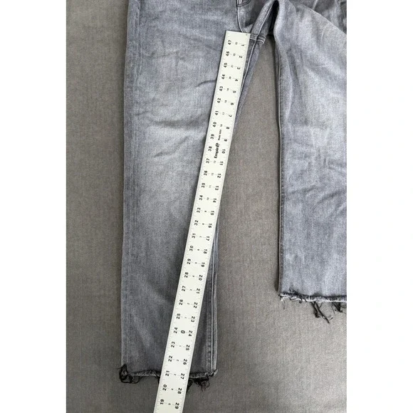 Mother The Pixie Dazzler Ankle Fray Jeans Digging Up Dirt Grey Button Fly 33